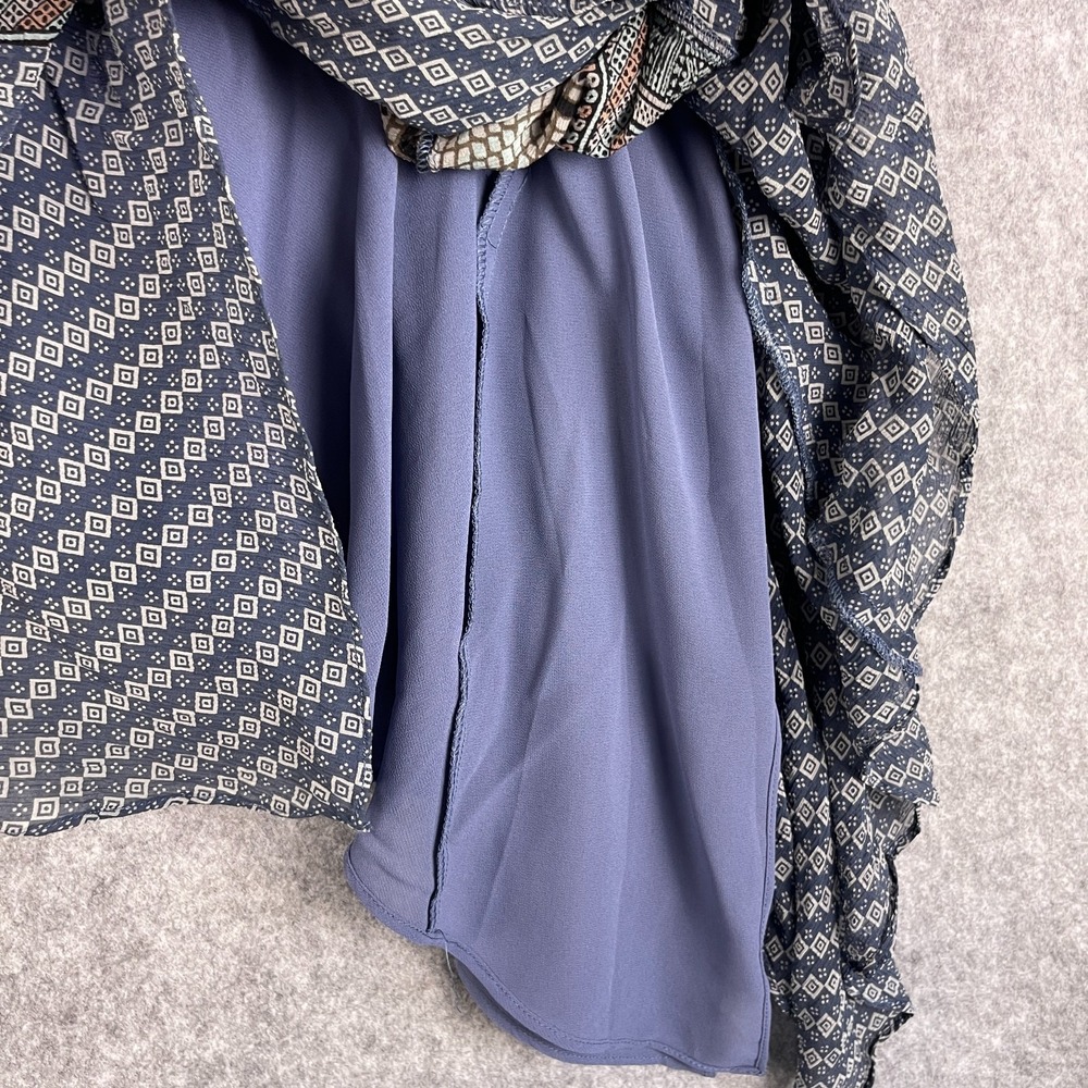 Sundance Silk Skirt Womens 16 Blue Asymmetrical Handkerchief Pattern Boho Hippie - Picture 9 of 14